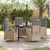 vidaXL Conjunto de Jantar para Jardim com almofada 5 pcs Bege vime PE