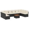vidaXL 11 pcs conjunto sof&aacute;s de jardim c/ almofad&otilde;es vime PE preto