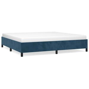 vidaXL Estrutura de cama sem colch&atilde;o 200x200 cm veludo azul-escuro