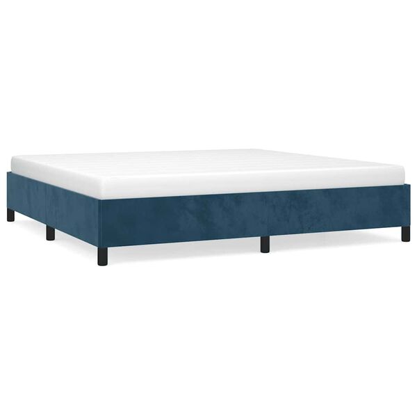 vidaXL Estrutura de cama sem colch&atilde;o 200x200 cm veludo azul-escuro