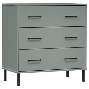 vidaXL Aparador 3 gavetas 77x40x79,5 cm madeira maci&ccedil;a OSLO cinzento