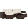 vidaXL 7 pcs conjunto de sof&aacute;s jardim c/ almofad&otilde;es vime PE castanho