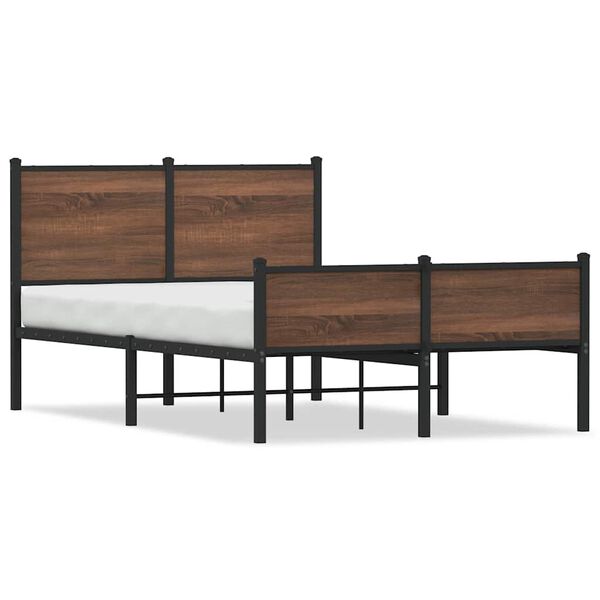 vidaXL Estrutura de cama sem colch&atilde;o 120x200cm metal carvalho castanho