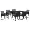 vidaXL Conjunto de Jantar para Jardim 7 pcs Preto A&ccedil;o revestido a p&oacute;