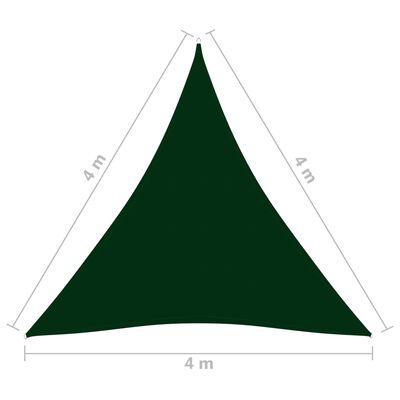 vidaXL Para-sol vela tecido oxford triangular 4x4x4 m verde-escuro