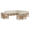 vidaXL Conjunto de Sof&aacute;s para Exterior 13 unid. Natural e Branco Creme