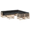 vidaXL 9 pcs conjunto sof&aacute;s de jardim com almofad&otilde;es pinho maci&ccedil;o