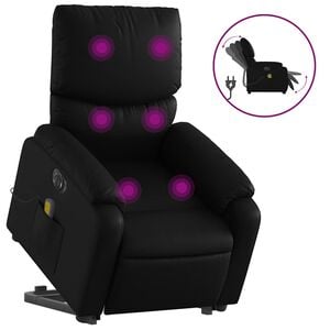 vidaXL Poltrona reclin&aacute;vel elevat&oacute;ria el&eacute;trica couro artificial preto
