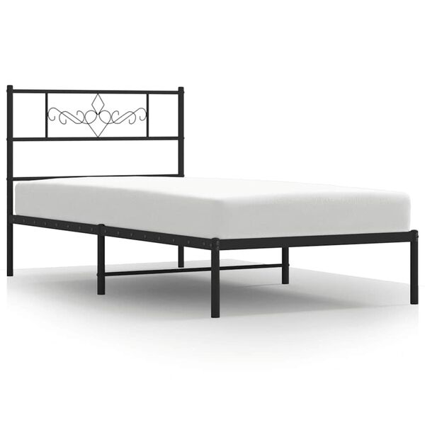 vidaXL Estrutura de cama com cabeceira 100x190 cm metal preto
