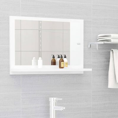 vidaXL Espelho de casa de banho 60x10,5x37cm contrap. branco brilhante