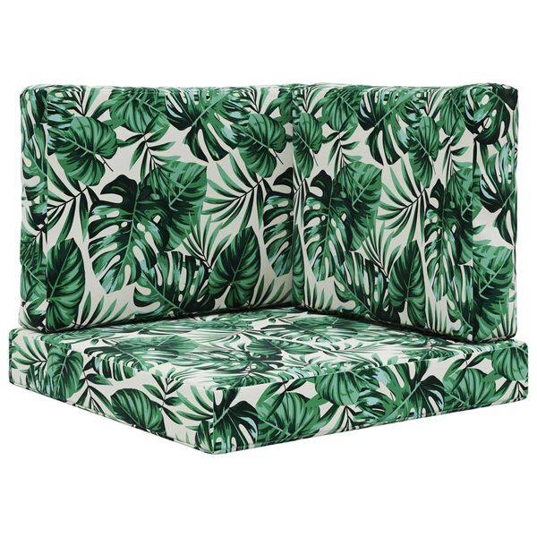 vidaXL Almofada para Sof&aacute; Externo 3 pcs Padr&atilde;o de Folhas Poli&eacute;ster