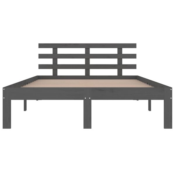 vidaXL Estrutura de cama king 150x200 cm madeira maci&ccedil;a cinza