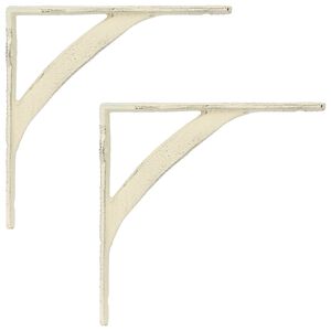 vidaXL Suportes para prateleiras de parede 2 unid. Branco Antigo