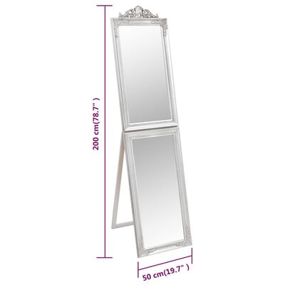vidaXL Espelho de pé 50x200 cm prateado
