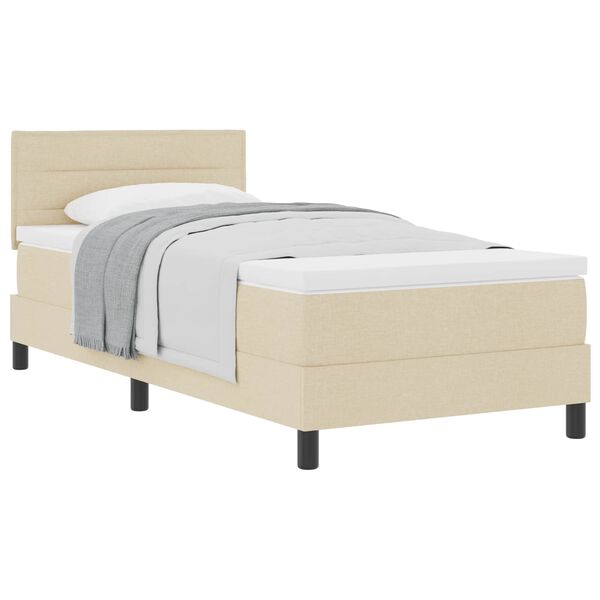 vidaXL Cama Box com colch&atilde;o com cabeceira Creme 80 x 200 cm tecido