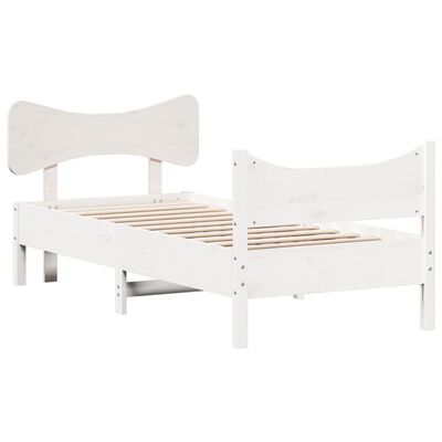 vidaXL Estrutura de cama com cabeceira 100x200cm pinho maciço branco