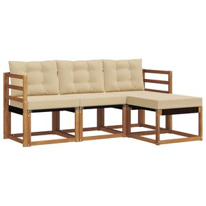 vidaXL Conjunto de Sof&aacute;s para Exterior 4 unid. Natural e Bege