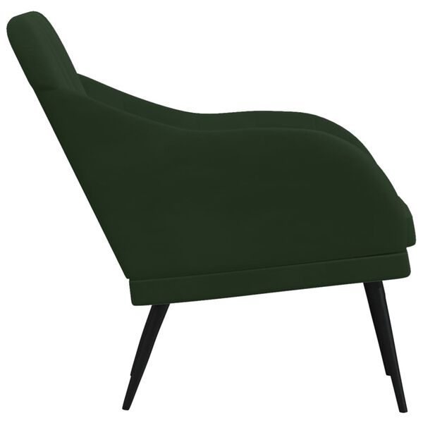 vidaXL Cadeira c/ apoio de bra&ccedil;os 63x76x80 cm veludo verde-escuro