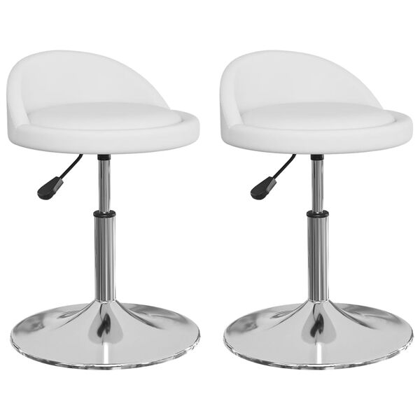 vidaXL Cadeiras de jantar girat&oacute;rias 2 pcs couro artificial branco