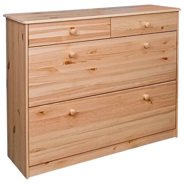 vidaXL Sapateira com 2 compartimentos 113x35x89 cm pinho maci&ccedil;o