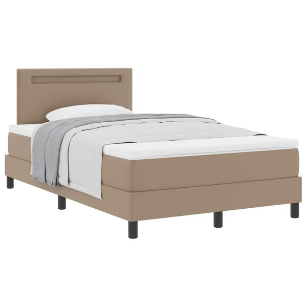 vidaXL Cama Box com colch&atilde;o Cappuccino 120 x 200 cm Couro sint&eacute;tico