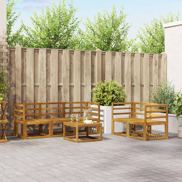 vidaXL Conjunto de Sof&aacute;s para Exterior 6 pcs Natural e Creme