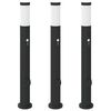 vidaXL Lumin&aacute;rias de balizador com sensor e tomada, 3 pe&ccedil;as, 80 cm, a&ccedil;o inoxid&aacute;vel, IP44