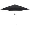 vidaXL Guarda-sol exterior c/ luzes LED e poste a&ccedil;o 300 cm preto