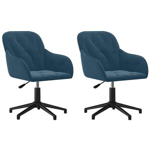 vidaXL Cadeiras de jantar girat&oacute;rias 2 pcs veludo azul