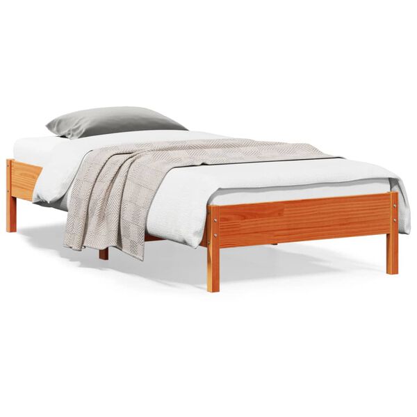 vidaXL Cama sem colch&atilde;o 90x200 cm pinho maci&ccedil;o castanho-mel