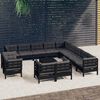 vidaXL 14 pcs conjunto lounge jardim c/ almofad&otilde;es pinho maci&ccedil;o preto