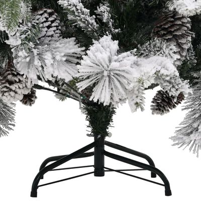 vidaXL Árvore de Natal c/ flocos de neve e pinhas 195 cm PVC e PE