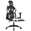 vidaXL Cadeira gaming massagens c/ apoio p&eacute;s couro artif. preto/branco