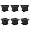 vidaXL Vasos de Plantas 6 unid. Preto Pl&aacute;stico