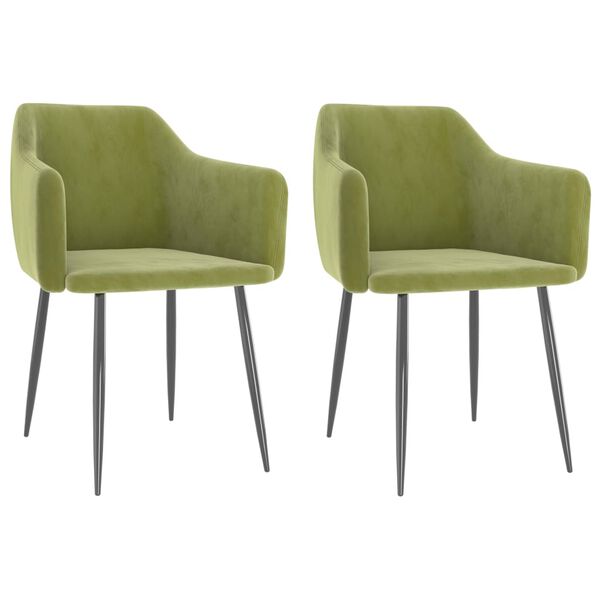 vidaXL Cadeiras de jantar 2 pcs veludo verde-claro