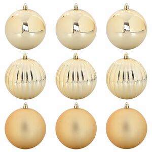 vidaXL Conjunto de Bolas de Natal XL 9 unid. Ouro &Oslash; 15 cm Pl&aacute;stico