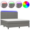vidaXL Cama box spring c/ colch&atilde;o e LED 160x200 cm tecido cinza-escuro