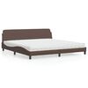 vidaXL Cama com colch&atilde;o Dover 200x200 cm couro artificial castanho