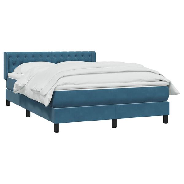 vidaXL Cama box spring com colch&atilde;o 160x210 cm veludo azul escuro