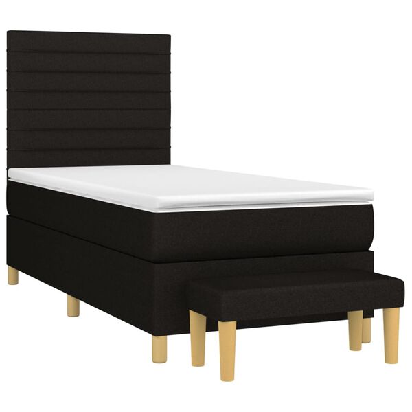 vidaXL Cama com molas/colch&atilde;o 90x190 cm tecido preto