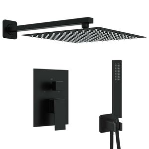 vidaXL Sistema de Chuveiro Embutido (Quadrado) Preto