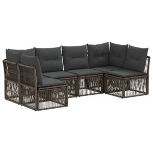 vidaXL Conjunto de Sof&aacute; de Jardim 6 pcs Cinzento vime PE