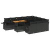 vidaXL 11 pcs conjunto sof&aacute;s de jardim c/ almofad&otilde;es vime PE preto