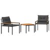 vidaXL Conjunto de M&oacute;veis para Exterior 3 pcs Cinzento-Escuro vime PE