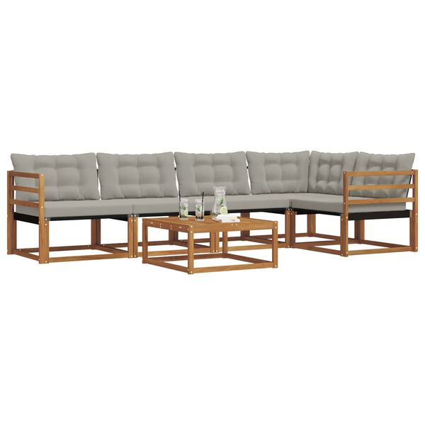 vidaXL Conjunto de Sof&aacute;s para Exterior 6 pcs Cinza Natural e Claro