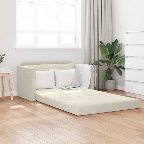 vidaXL Sof&aacute;-Cama 110cm Creme Veludo