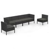 vidaXL 6 pcs conjunto lounge de jardim c/ almofad&otilde;es vime PE preto