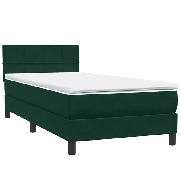 vidaXL Cama com molas/colch&atilde;o verde-escuro 80x220 cm veludo