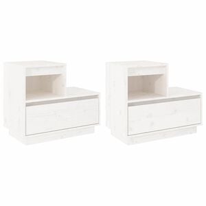 vidaXL Mesas de cabeceira 2 pcs 60x34x51 cm pinho maci&ccedil;o branco