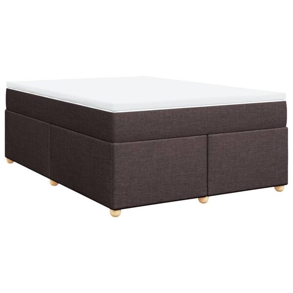 vidaXL Cama com molas/colch&atilde;o 140x190 cm tecido castanho-escuro